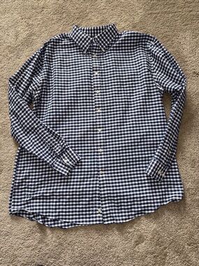 Van Heusen Navy and White Gingham Button-Down Shirt